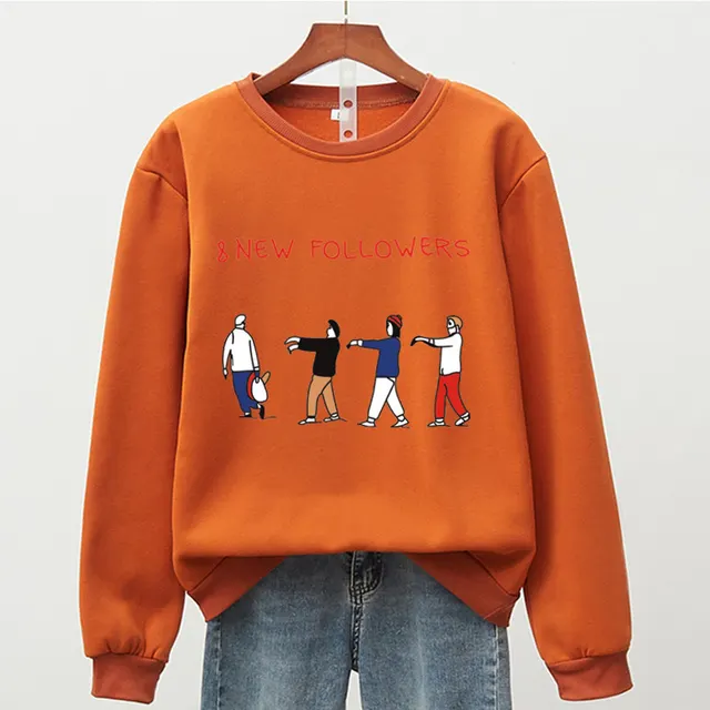 Women's Autumn And Winter Pullover Round Neck Sweater - Orange Red