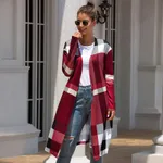 Straight pocket cardigan long coat - Wine