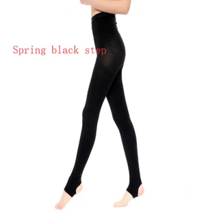 Manufacturers direct sales explosion 980D thin-legged socks spring and autumn thick thin elastic footwear pantyhose - Spring Black Step