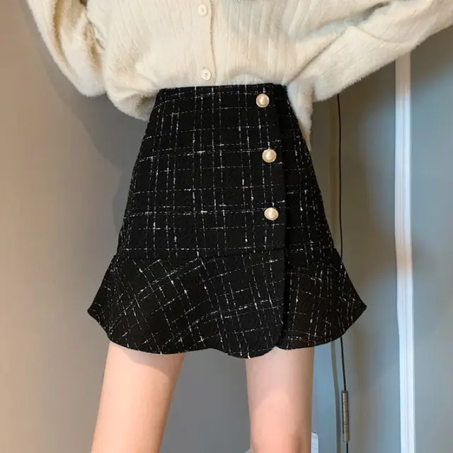 Thin a line bag hip skirt ruffled fishtail skirt Black - Shop at LoveMi