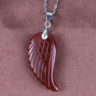 Natural Crystal Angel Wing Pendant - Onyx