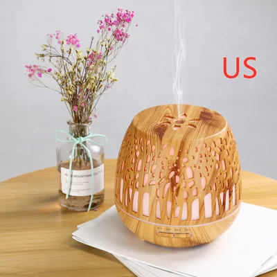 Room essential oil aroma diffuser hollow colorful ultrasonic humidifier Light Wood Grain - Shop at LoveMi