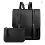 Soft leather solid color shoulder bag - Noir