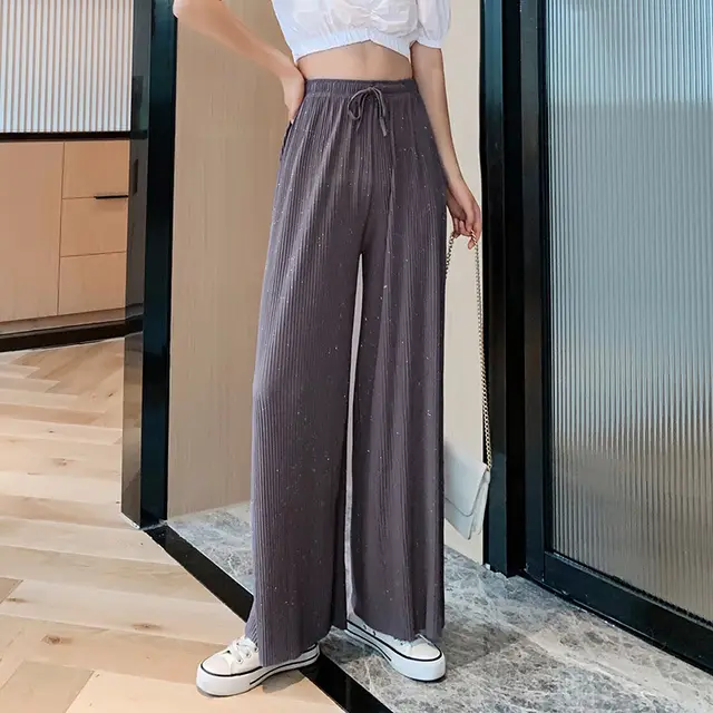 Chiffon trousers straight starry sky pants - Grey