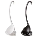 Creative swan with tray can be vertical spoon Multi-purpose kitchen tableware spoon with long handle spoon - Black And White