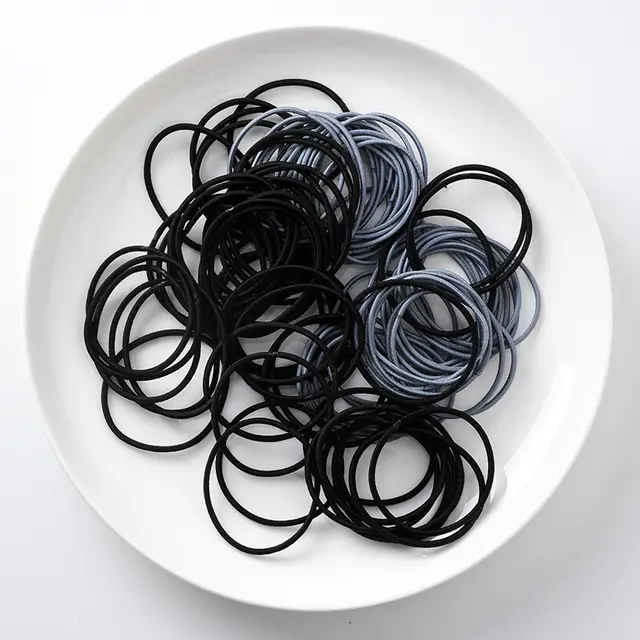 Simple small loop thin high elastic hair rope Blue Black Big Circle - Shop at LoveMi