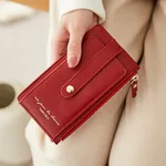 Anti-Demagnetization Double Zipper Ultra-Thin Wallet - Red