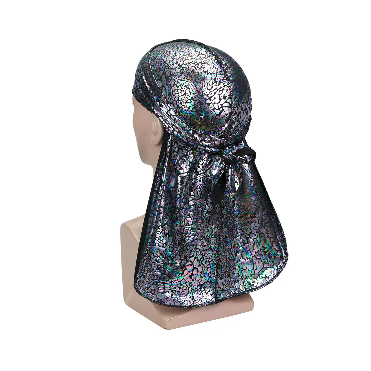 Long-tailed pirate hat and python print cap - Color Silver