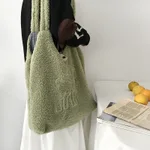 Corduroy embroidered shoulder bag - Green