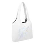 Corduroy embroidered shoulder bag - White