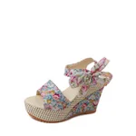 Bohemian Platform Heel Wedge Heel Women's Sandals - Blue