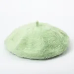 Solid color knitted plush beret - Green