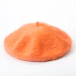 Solid color knitted plush beret - Orange