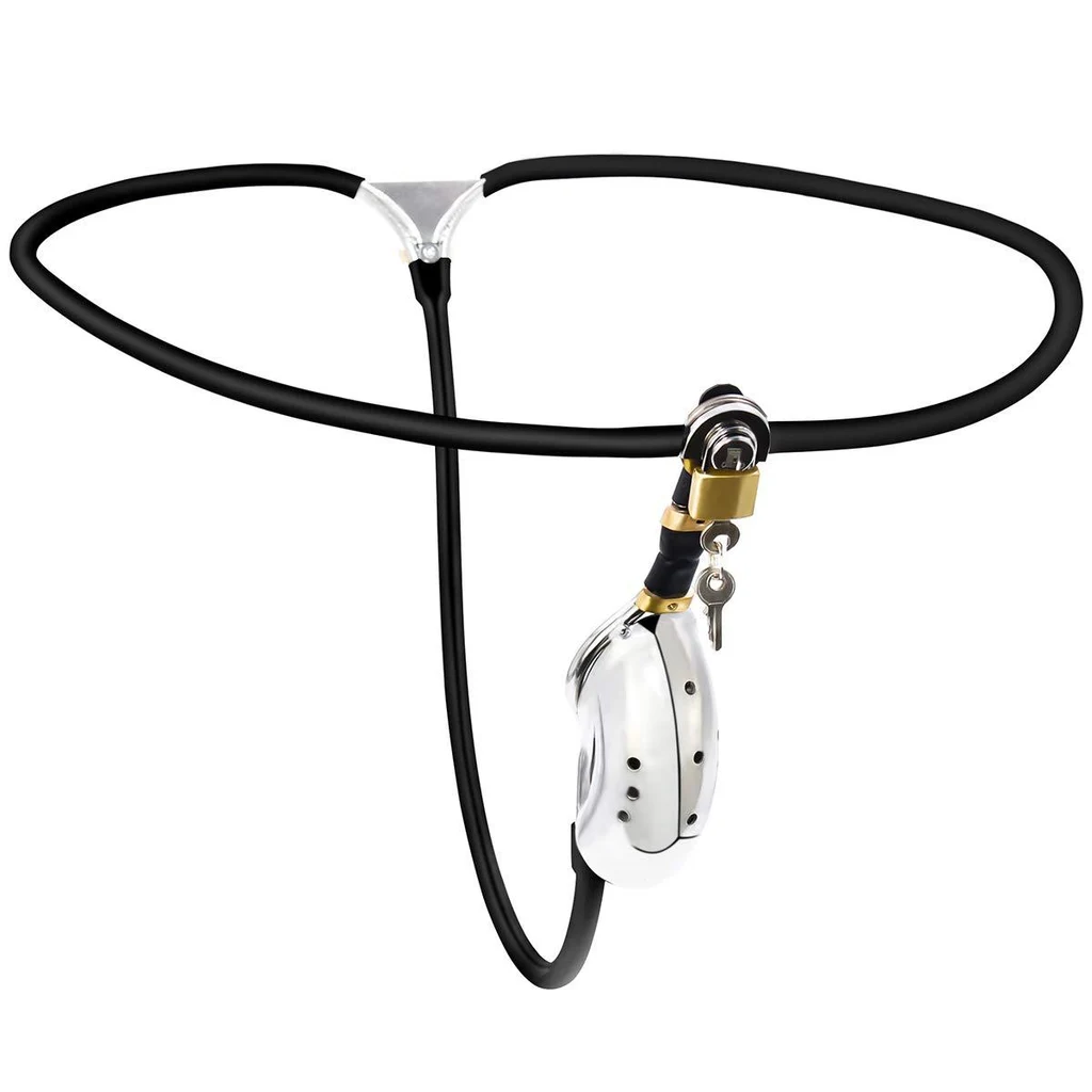 Men's Simple Cage Invisible Chastity Belt - Black