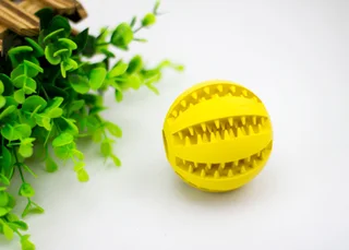 Rubber Mint Feeding Ball Built-in Food Storage Bin - 7Cm Yellow