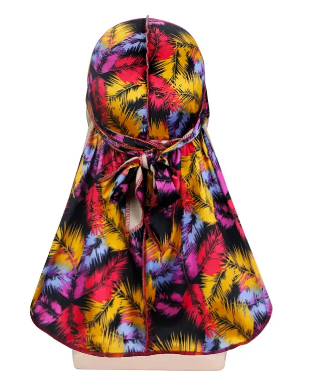 New velvet printed elastic hood hip hop Cape long tail hat Colorful - Shop at LoveMi