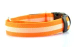 Manufacturer's spot 2.5cm stripe fiber LED luminous pet collar dog ring 6 color 3 size - Orange