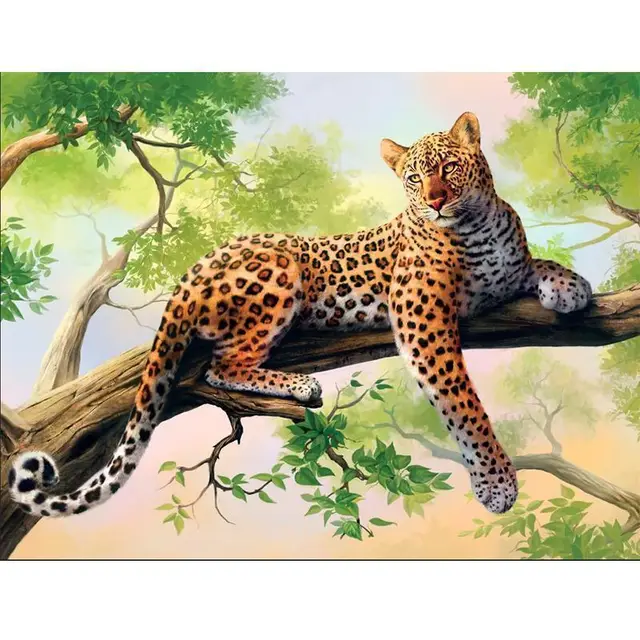 5D Diamond Painting Leopard auf Baum 50X60Cm - Shop at LoveMi