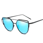 Female Vintage Gold Sunglasses - Blue2