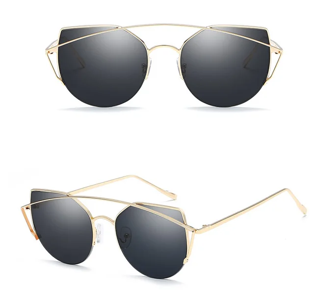 Female Vintage Gold Sunglasses - Gold Gray