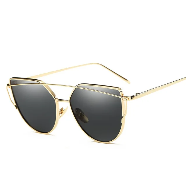 Female Vintage Gold Sunglasses - Grey1