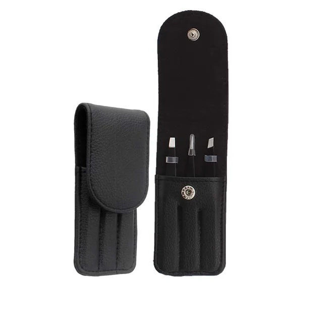 Three piece eyebrow tweezers set Black - Shop at LoveMi