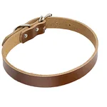 Leather dog collar dog chain - Coffee