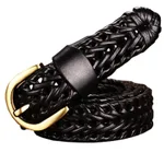 Ladies hand-woven leather belt - Black