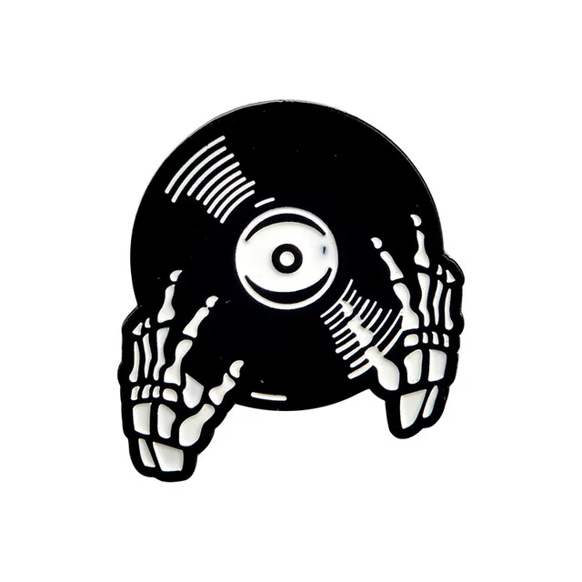 Black oil drop love white skull brooch - Style1