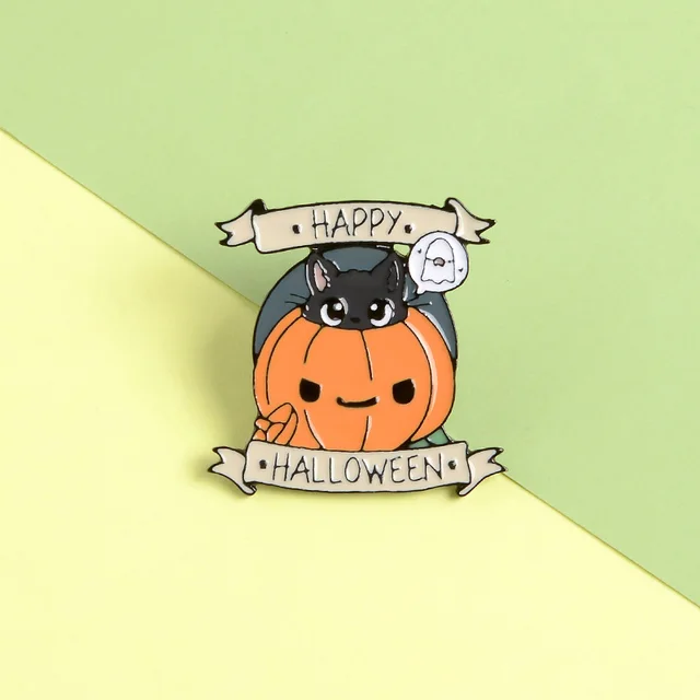 Black oil drop love white skull brooch - Style8