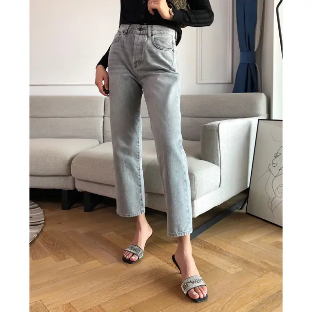Gray jeans cropped pants Grey - Shop at LoveMi