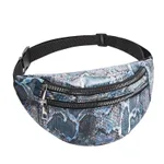 Men and women new snake print zipper belt bag - Blue