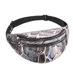 Men and women new snake print zipper belt bag - Grey