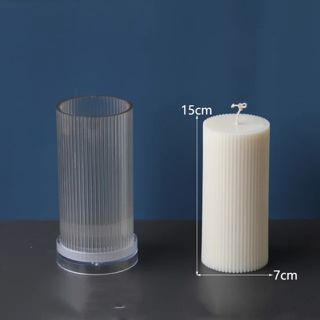 Vertical stripes cylindrical candle acrylic mold - 2Style