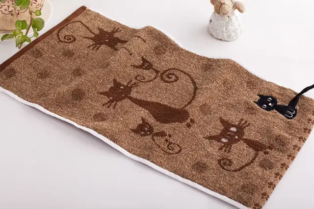Tail Hook Cotton Cat Face Towel 25x50cm - Brown