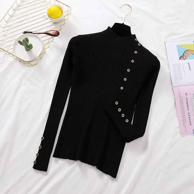 Half turtleneck sweater women's outer wear new autumn and winter Black - Shop at LoveMi