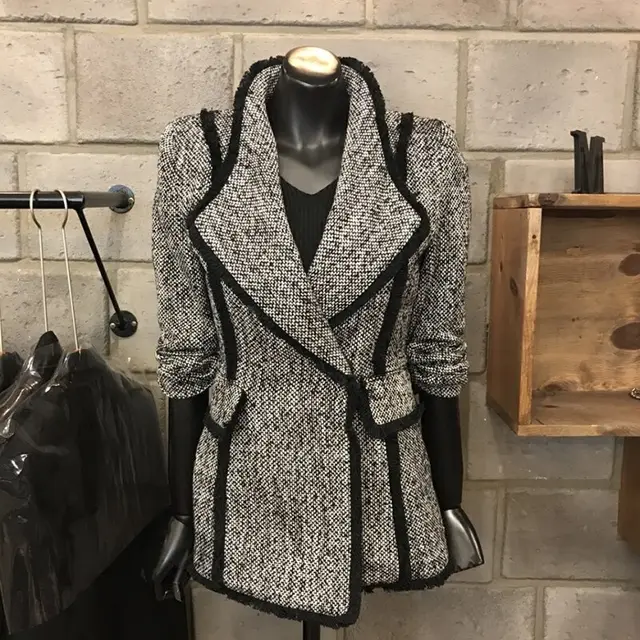 Short coat temperament grey slim suit woolen coat Dark Grey - Shop at LoveMi