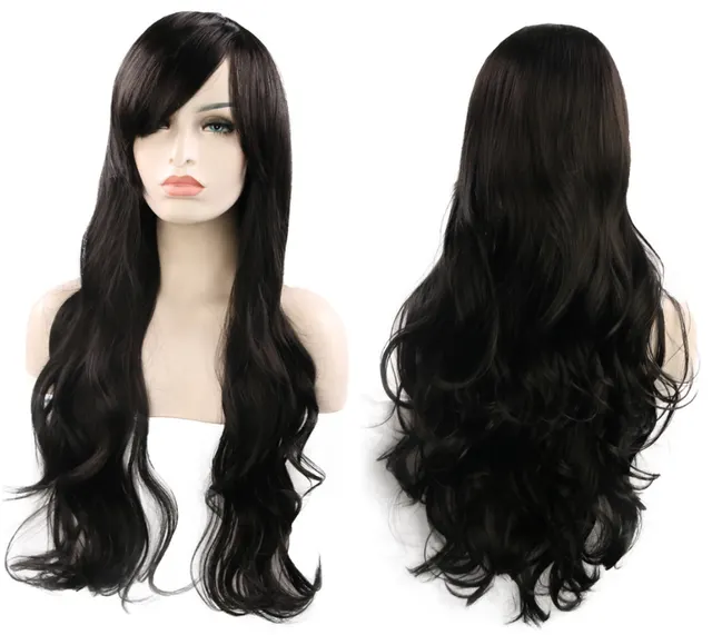 Anime cos wig color 80cm long curly cosplay role playing - Black