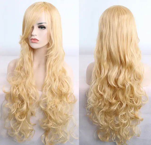 Anime cos wig color 80cm long curly cosplay role playing - Light Gold