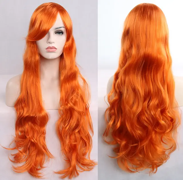 Anime cos wig color 80cm long curly cosplay role playing - Orange