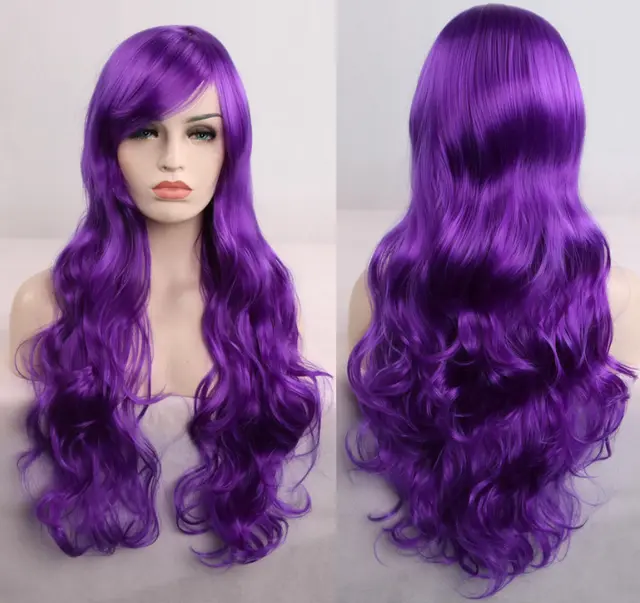 Anime cos wig color 80cm long curly cosplay role playing - Purple
