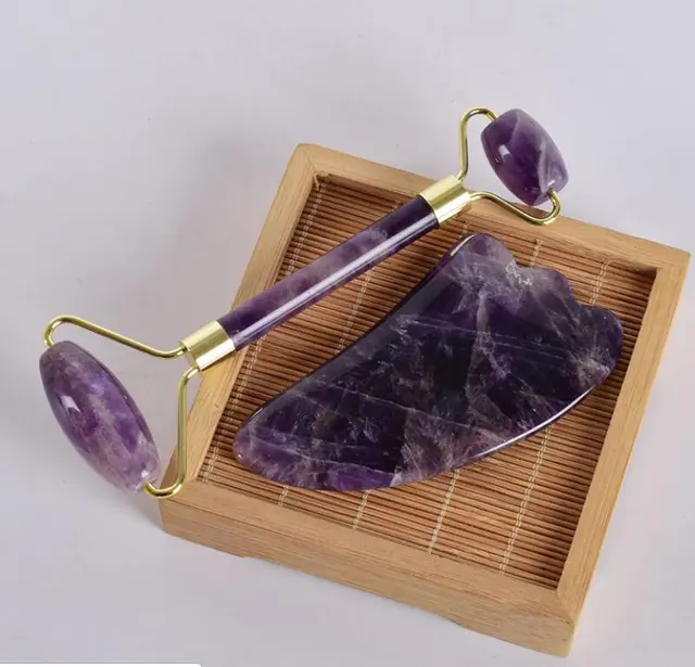 Jade Roll Massager Relieves Facial Tension Purple - Shop at LoveMi