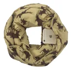 Christmas Themed Elk Print Zipper Pocket Scarf - Apricot