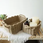 Soft Cotton Rope Hand-Made Sundries Basket - Light Coffee