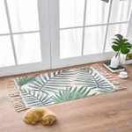 Scandinavian Style Linen Cotton Rug - Leaves
