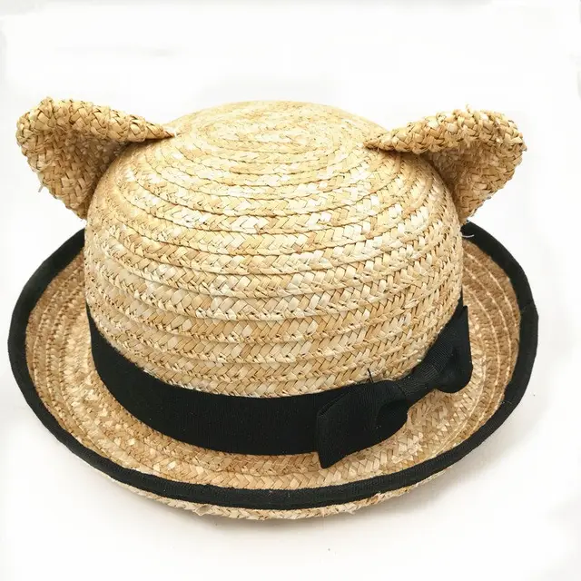 Cat Ear Straw Hat - Kids