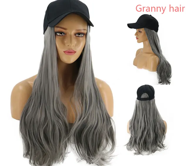 Hat wig one female wig female long hair natural fashion long curly hair big wave Granny Hair - Shop at LoveMi