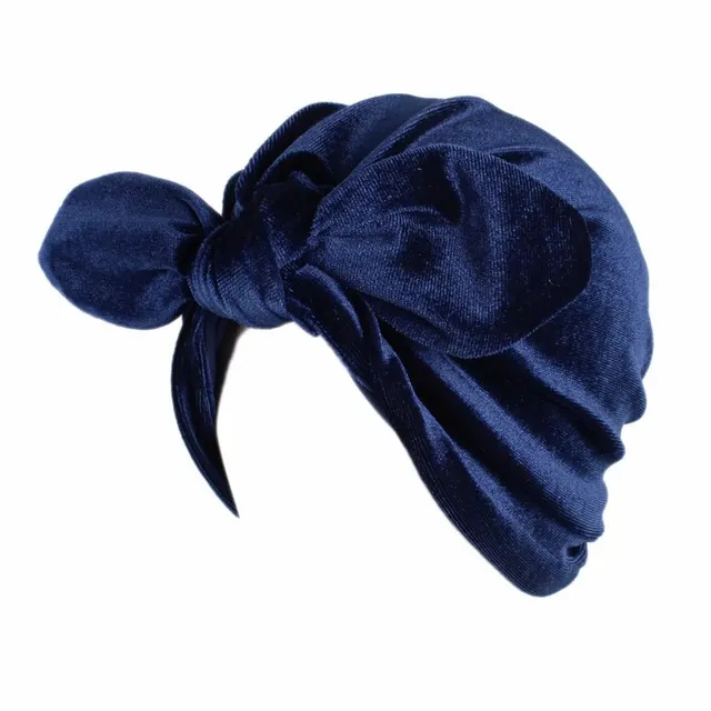 New rabbit ears velvet turban hat Navy Blue - Shop at LoveMi