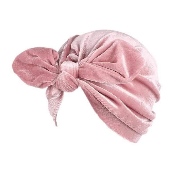 New rabbit ears velvet turban hat - Pink