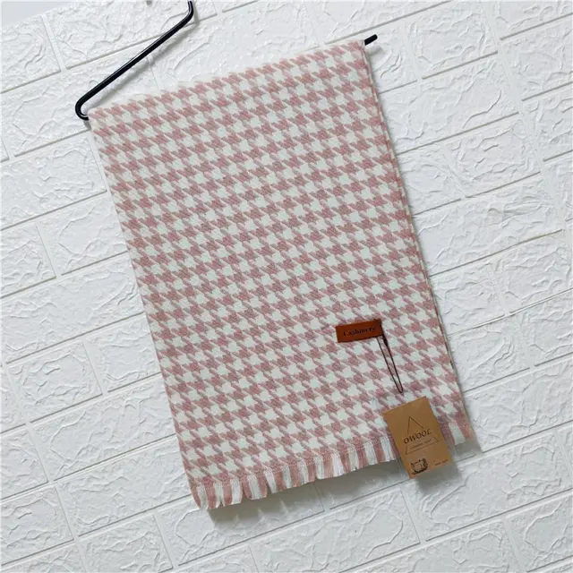 Imitation cashmere houndstooth scarf - Pink